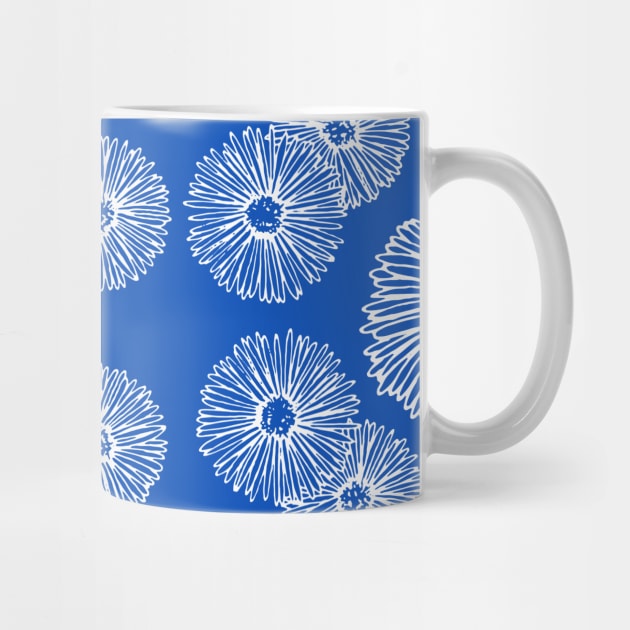 White Aster Flowers in Sapphire Blue by aybe7elf